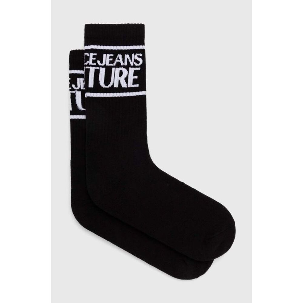 Versace Jeans Couture Black Logo Crew Socks
